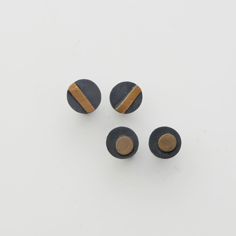 Sterling silver and brass studs