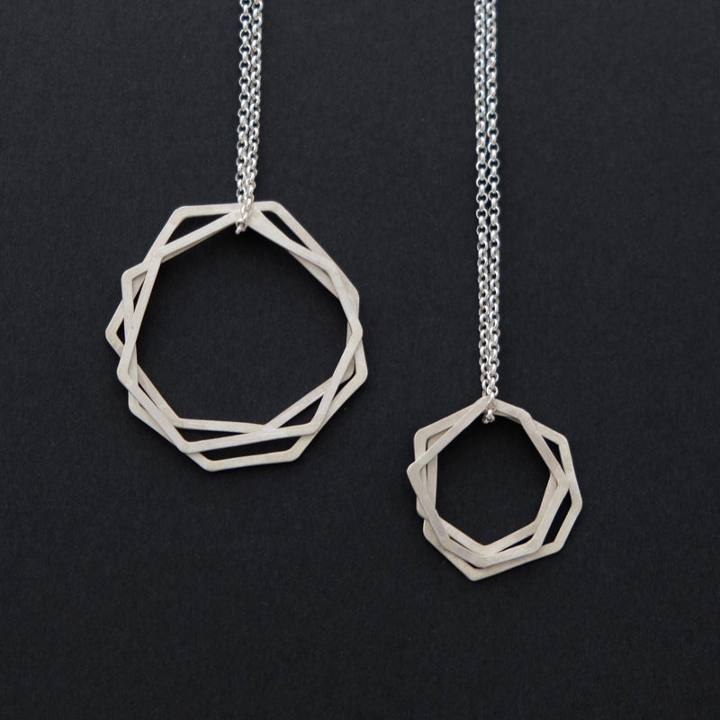Sterling silver hexagonal pendant