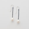 Pearl and silver drop earrings