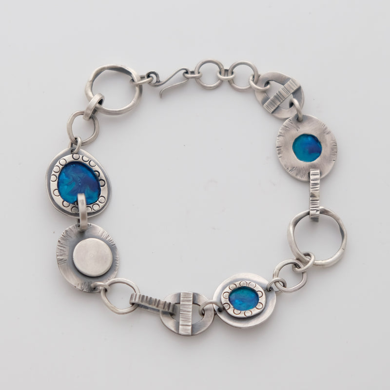 Sterling silver and enamel bracelet